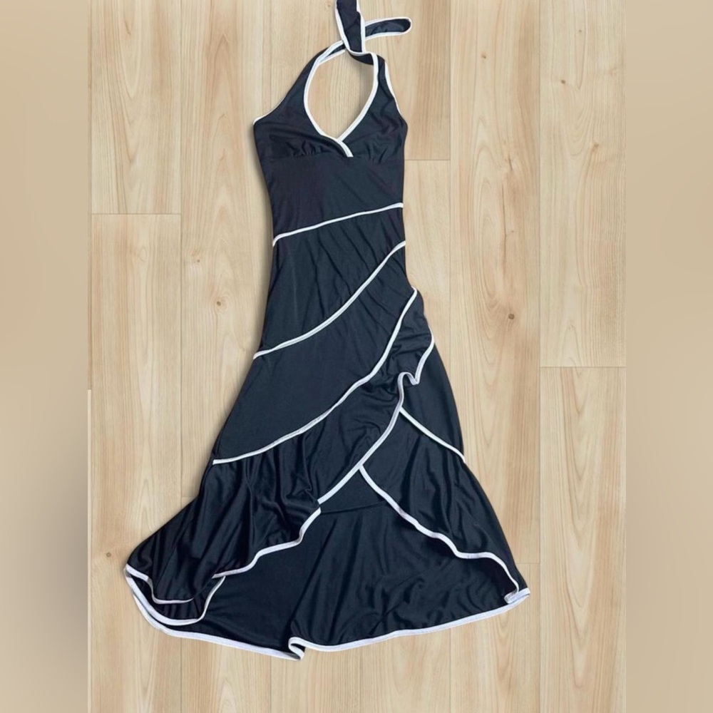 La Belle Blue Asymmetrical Ruffled Maxi Dress